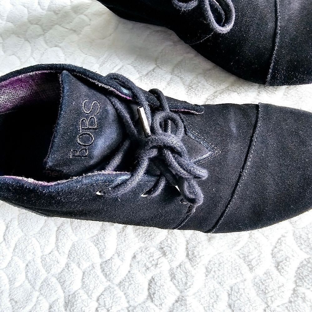 BOBS from Skechers Black Suede Wedge Ankle Booties - Picture 5 of 8